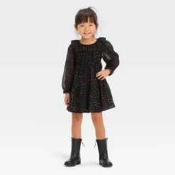 Toddler Girls' Dots Dress - Cat & Jack™ Black 6 Toddler Girls' Dots Dress - Cat & Jack™ Black -Kid Clothing GUEST bd13367a 673a 42ac 99b9 4f2549c16d4d