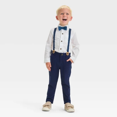 Toddler Boys' Long Sleeve Button-Down Shirt And Suspender Pants Set - Cat & Jack™ White 6 Toddler Boys' Long Sleeve Button-Down Shirt And Suspender Pants Set - Cat & Jack™ White - Image 4