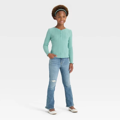 Girls' Long Sleeve Pointelle T-Shirt - Cat & Jack™ 4 Girls' Long Sleeve Pointelle T-Shirt - Cat & Jack™ - Image 2