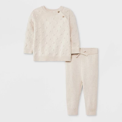 Baby Fluid Bobble Sweater Top & Bottom Set - Cat & Jack™ Cream 5 Baby Fluid Bobble Sweater Top & Bottom Set - Cat & Jack™ Cream - Image 3