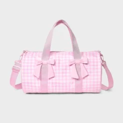 Girls' Gingham Printed And Bows Duffel Bag - Cat & Jack™ Pink -Kid Clothing GUEST bf31ccaf 2135 4c4d 92e2 6d379c5ed2a4