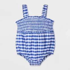 Baby Girls' Gingham Romper - Cat & Jack™ Blue 9 Baby Girls' Gingham Romper - Cat & Jack™ Blue -Kid Clothing GUEST c0416217 1851 4c7a 8dff 573afe7e6572
