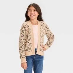 Girls' Leopard Print Short Open Layering Cardigan - Cat & Jack™ Beige -Kid Clothing GUEST c12fa873 9fc6 490a 8ab7 1f07eead99fb