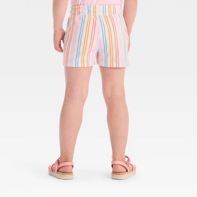 Toddler Girls' Painted Striped Shorts - Cat & Jack™ 2T: Midweight French Terry, Elastic Waistband 3 Toddler Girls' Painted Striped Shorts - Cat & Jack™ 2T: Midweight French Terry, Elastic Waistband