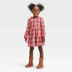 Toddler Girls' Plaid Long Sleeve Dress - Cat & Jack™ -Kid Clothing GUEST c2e443c8 7bb2 46ab 8364 b07759c6e4c0
