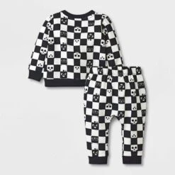 Baby 2pc Checkered Sweatshirt & Jogger Pants Set - Halloween - Cat & Jack™ Black