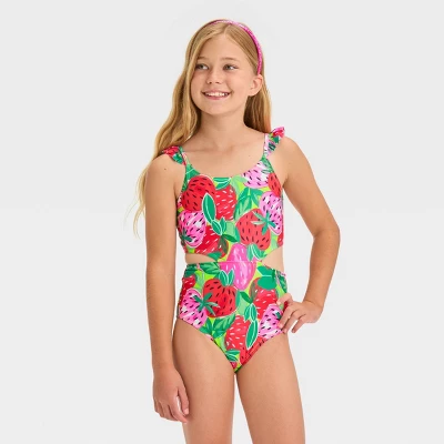 Girls' 'Berry Sweet' Fruit Printed One Piece Swimsuit - Cat & Jack™ 5 Girls' 'Berry Sweet' Fruit Printed One Piece Swimsuit - Cat & Jack™ - Image 3