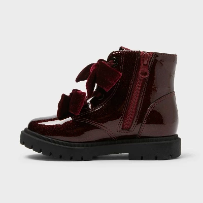 Toddler Estes Shimmer Combat Boots - Cat & Jack™ Burgundy 3 Toddler Estes Shimmer Combat Boots - Cat & Jack™ Burgundy