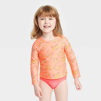 Toddler Girls' Floral Rash Guard Set - Cat & Jack™ Orange 5 Toddler Girls' Floral Rash Guard Set - Cat & Jack™ Orange - Image 3
