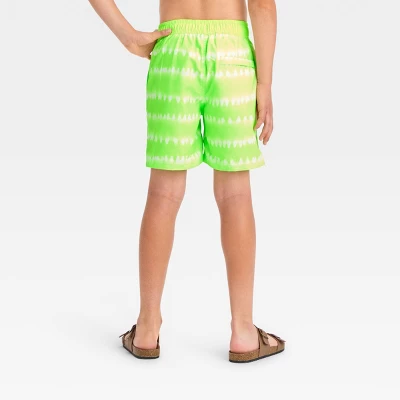 Boys' Striped Swim Shorts - Cat & Jack™ Lime Green 4 Boys' Striped Swim Shorts - Cat & Jack™ Lime Green - Image 2
