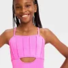Girls' 'Mermaid Dazzle' Solid One Piece Swimsuit - Cat & Jack™ Pink 2 Girls' 'Mermaid Dazzle' Solid One Piece Swimsuit - Cat & Jack™ Pink -Kid Clothing GUEST c7f0f7f3 a048 4d5c b9c9 751597df090d
