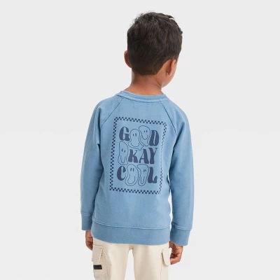 Toddler Boys' Washed Crew Neck Pullover Sweatshirt - Cat & Jack™ 3 Toddler Boys' Washed Crew Neck Pullover Sweatshirt - Cat & Jack™