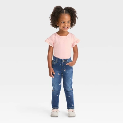 Toddler Embroidered Skinny Jeans - Cat & Jack™ Dark Blue 4 Toddler Embroidered Skinny Jeans - Cat & Jack™ Dark Blue - Image 2