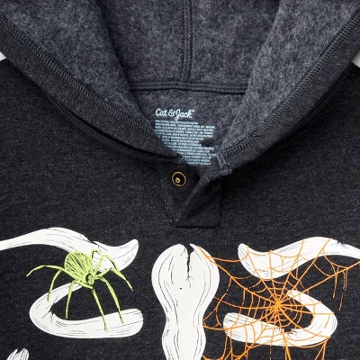 Kids' Adaptive Halloween Fleece Pullover Hoodie Sweatshirt - Cat & Jack™ Black 4 Kids' Adaptive Halloween Fleece Pullover Hoodie Sweatshirt - Cat & Jack™ Black - Image 2