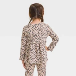 Toddler Girls' Ribbed Leopard Shirt - Cat & Jack™ Beige
