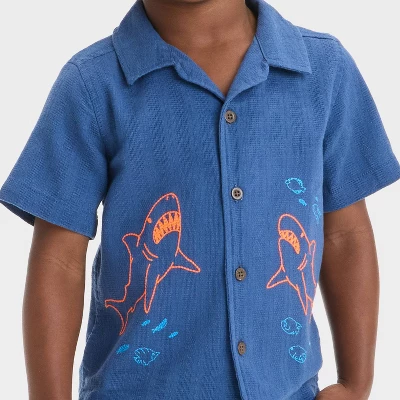 Toddler Boys' Embroidered Shark T-Shirt - Cat & Jack™ Dark Blue 3 Toddler Boys' Embroidered Shark T-Shirt - Cat & Jack™ Dark Blue