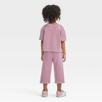 Toddler Girls' Cropped Pants Set - Cat & Jack™ Purple 3 Toddler Girls' Cropped Pants Set - Cat & Jack™ Purple
