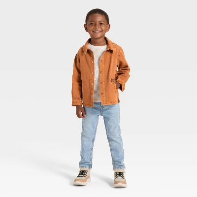 Toddler Boys' Twill Snap Front Jacket - Cat & Jack™ Brown 4 Toddler Boys' Twill Snap Front Jacket - Cat & Jack™ Brown - Image 2