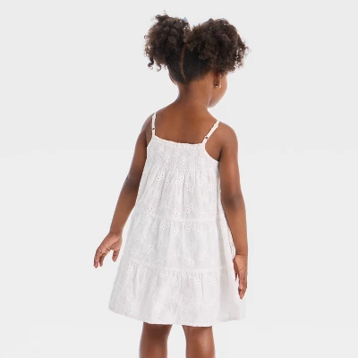 Toddler Girls' Eyelet Embroidered Tank Dress - Cat & Jack™ White 3 Toddler Girls' Eyelet Embroidered Tank Dress - Cat & Jack™ White
