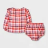 Baby Girls' Ruffle Plaid Top & Bottom Set - Cat & Jack™ Orange -Kid Clothing GUEST cda42fba 823e 47ca 930e 6b7c6cf45704