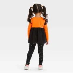 Toddler Girls' Halloween Long Sleeve Cat Set - Cat & Jack™ Orange