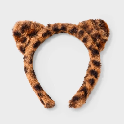 Girls' Leopard Printed Faux Fur Headband - Cat & Jack™ 3 Girls' Leopard Printed Faux Fur Headband - Cat & Jack™