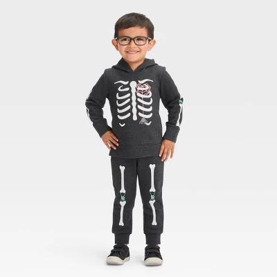 Toddler Boys' Halloween Hooded Top And Fleece Jogger Pants Set - Cat & Jack™ Black 4 Toddler Boys' Halloween Hooded Top And Fleece Jogger Pants Set - Cat & Jack™ Black - Image 2