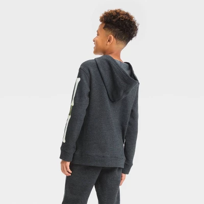Boys' Skeleton Glow In The Dark Halloween Pullover Sweatshirt - Cat & Jack™ 3 Boys' Skeleton Glow In The Dark Halloween Pullover Sweatshirt - Cat & Jack™