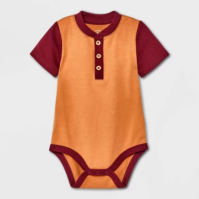 Baby Boys' Denim Shorts Henley Suspender Set - Cat & Jack™ Burgundy 4 Baby Boys' Denim Shorts Henley Suspender Set - Cat & Jack™ Burgundy - Image 2