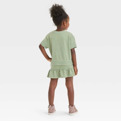 Toddler Girls' Crop Skort Set - Cat & Jack™ Olive Green 3 Toddler Girls' Crop Skort Set - Cat & Jack™ Olive Green