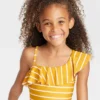 Girls' Striped One Piece Swimsuit - Cat & Jack™ Yellow -Kid Clothing GUEST d43c33ff c5d6 410d a7ce d7bc7c02fcda