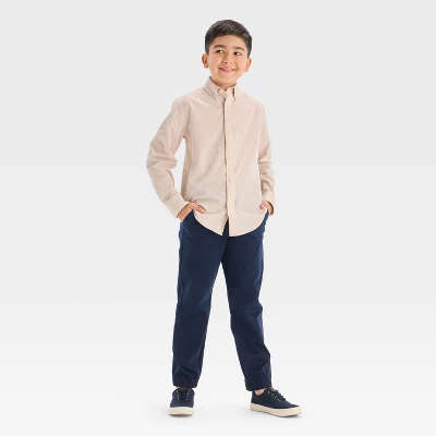 Boys' Long Sleeve Button-Down Dress Shirt - Cat & Jack™ Beige 4 Boys' Long Sleeve Button-Down Dress Shirt - Cat & Jack™ Beige - Image 2