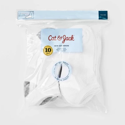 Boys' 10pk Athletic Low Cut Socks - Cat & Jack™ White 3 Boys' 10pk Athletic Low Cut Socks - Cat & Jack™ White