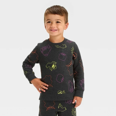 Toddler Boys' Monster Halloween Crewneck And Shorts Set - Cat & Jack™ Black 4 Toddler Boys' Monster Halloween Crewneck And Shorts Set - Cat & Jack™ Black - Image 2