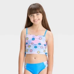 Girls' 'Stay Smiley' Midkini Swimwear Set - Cat & Jack™ -Kid Clothing GUEST d81ba38c 009e 4632 8ef1 b0fd76a985e1