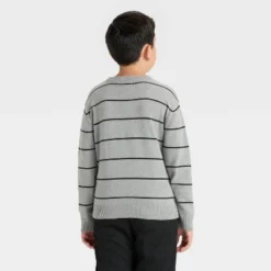 Boys' Striped Pullover Sweater - Cat & Jack™ Olive Green/Cream