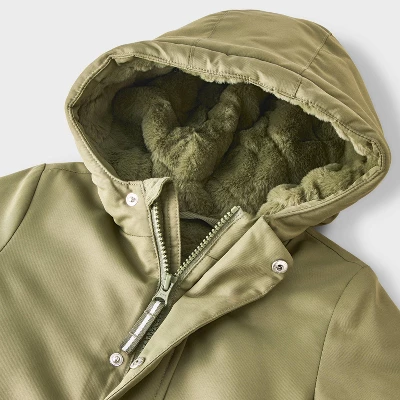 Toddler Boys' Cozy Lined Playground Parka Jacket - Cat & Jack™ Olive Green 4 Toddler Boys' Cozy Lined Playground Parka Jacket - Cat & Jack™ Olive Green - Image 2