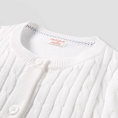 Girls' Crew Neck Cable Uniform Cardigan Sweater - Cat & Jack™ 4 Girls' Crew Neck Cable Uniform Cardigan Sweater - Cat & Jack™ - Image 2