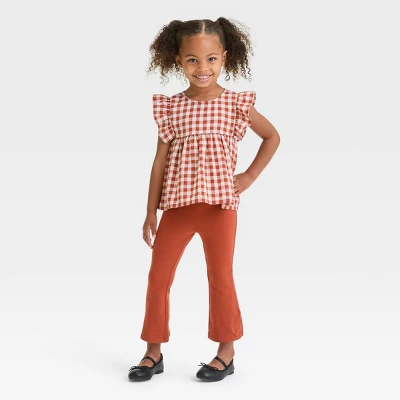 Toddler Girls' Checkered Top & Leggings Set - Cat & Jack™ Brown 5 Toddler Girls' Checkered Top & Leggings Set - Cat & Jack™ Brown - Image 3