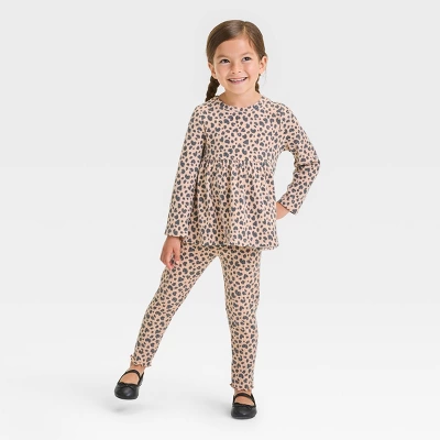 Toddler Girls' Ribbed Leopard Shirt - Cat & Jack™ Beige 4 Toddler Girls' Ribbed Leopard Shirt - Cat & Jack™ Beige - Image 2