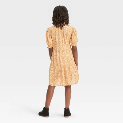 Girls' Ruffle Sleeve Woven Dress - Cat & Jack™ 3 Girls' Ruffle Sleeve Woven Dress - Cat & Jack™