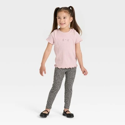Toddler Girls' Halloween Checkered Leggings - Cat & Jack™ Black 4 Toddler Girls' Halloween Checkered Leggings - Cat & Jack™ Black - Image 2