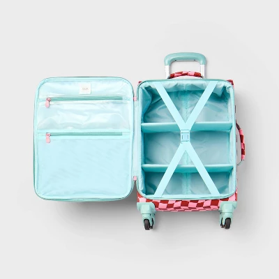 Kids' Softside Carry On Spinner Suitcase Pink Checkered - Cat & Jack™️ 4 Kids' Softside Carry On Spinner Suitcase Pink Checkered - Cat & Jack™️ - Image 2