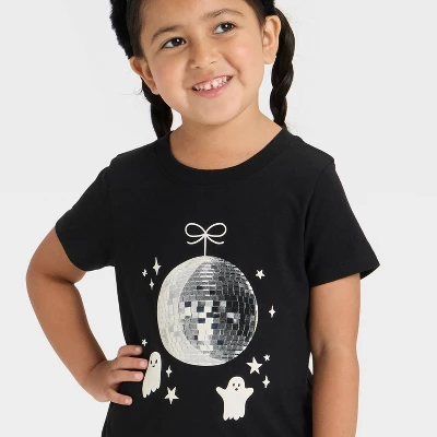 Toddler Girls' Short Sleeve Halloween Graphic T-Shirt - Cat & Jack™ Black 3 Toddler Girls' Short Sleeve Halloween Graphic T-Shirt - Cat & Jack™ Black