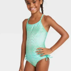 Girls' Fancy Scales One Piece Swimsuit - Cat & Jack™️ Light Teal Green
