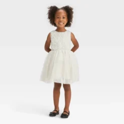 Toddler Girls' Rosette Tulle Dress - Cat & Jack™ Cream 7 Toddler Girls' Rosette Tulle Dress - Cat & Jack™ Cream -Kid Clothing GUEST e21e8585 2912 4c98 a78d 3f05070c69ee