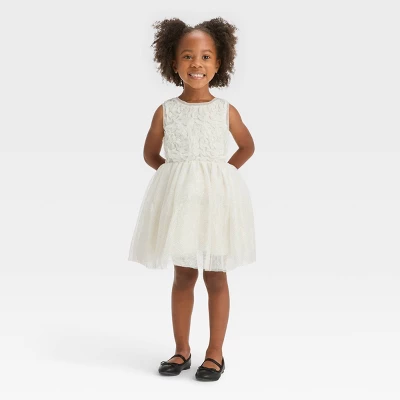 Toddler Girls' Rosette Tulle Dress - Cat & Jack™ Cream 5 Toddler Girls' Rosette Tulle Dress - Cat & Jack™ Cream - Image 3