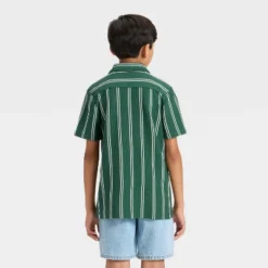 Boys' Short Sleeve Vertical Striped Button-Down Shirt - Cat & Jack™