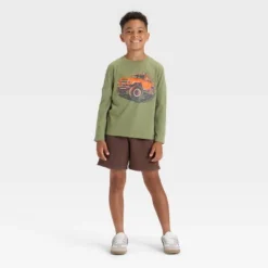 Boys' Long Sleeve Off Road Truck Graphic T-Shirt - Cat & Jack™ Olive Green -Kid Clothing GUEST e38a3293 d974 452a b2a8 d318668f299c