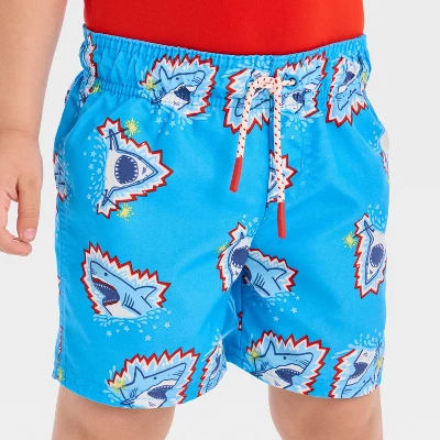 Toddler Boys' 4th Of July Sharks With Sparklers Swim Shorts - Cat & Jack™ Blue 4 Toddler Boys' 4th Of July Sharks With Sparklers Swim Shorts - Cat & Jack™ Blue - Image 2